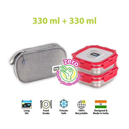 Veigo Daily- Set of 2 Lunch Boxes in a flat pouch