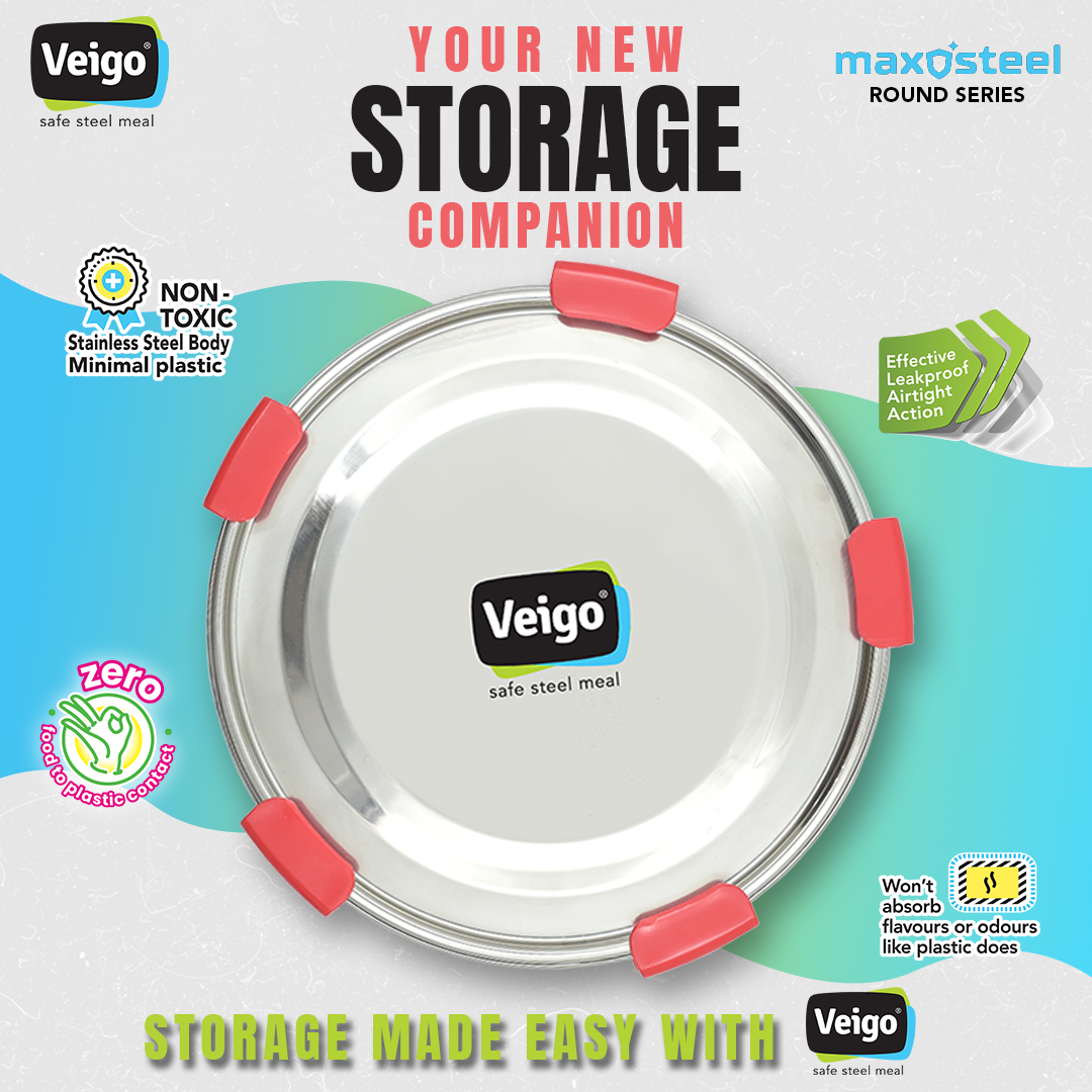 Veigo Maxosteel Round Storage Box- Set of 2