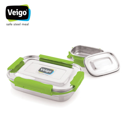 Veigo MaxoSteel JUMBO Lunch Box w/ Veg Box - veigolunchboxes