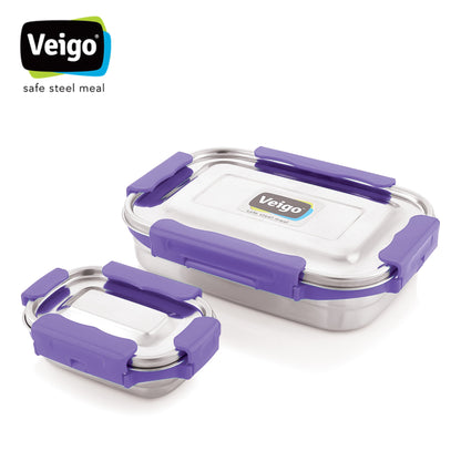 Veigo MaxoSteel JUMBO Lunch Box w/ Veg Box - veigolunchboxes