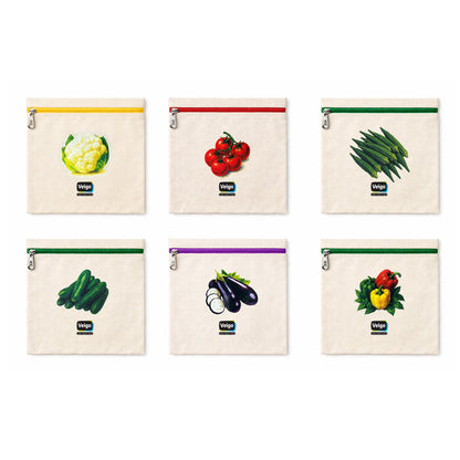 Veigo Cotton Storage Bags for Vegetables & Fruits(Set of 6)