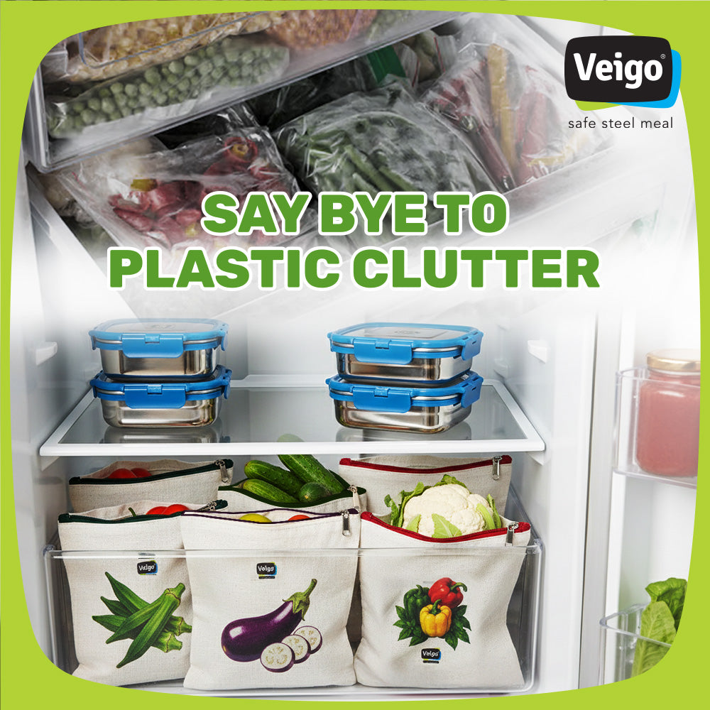 Veigo Cotton Storage Bags for Vegetables & Fruits(Set of 6)