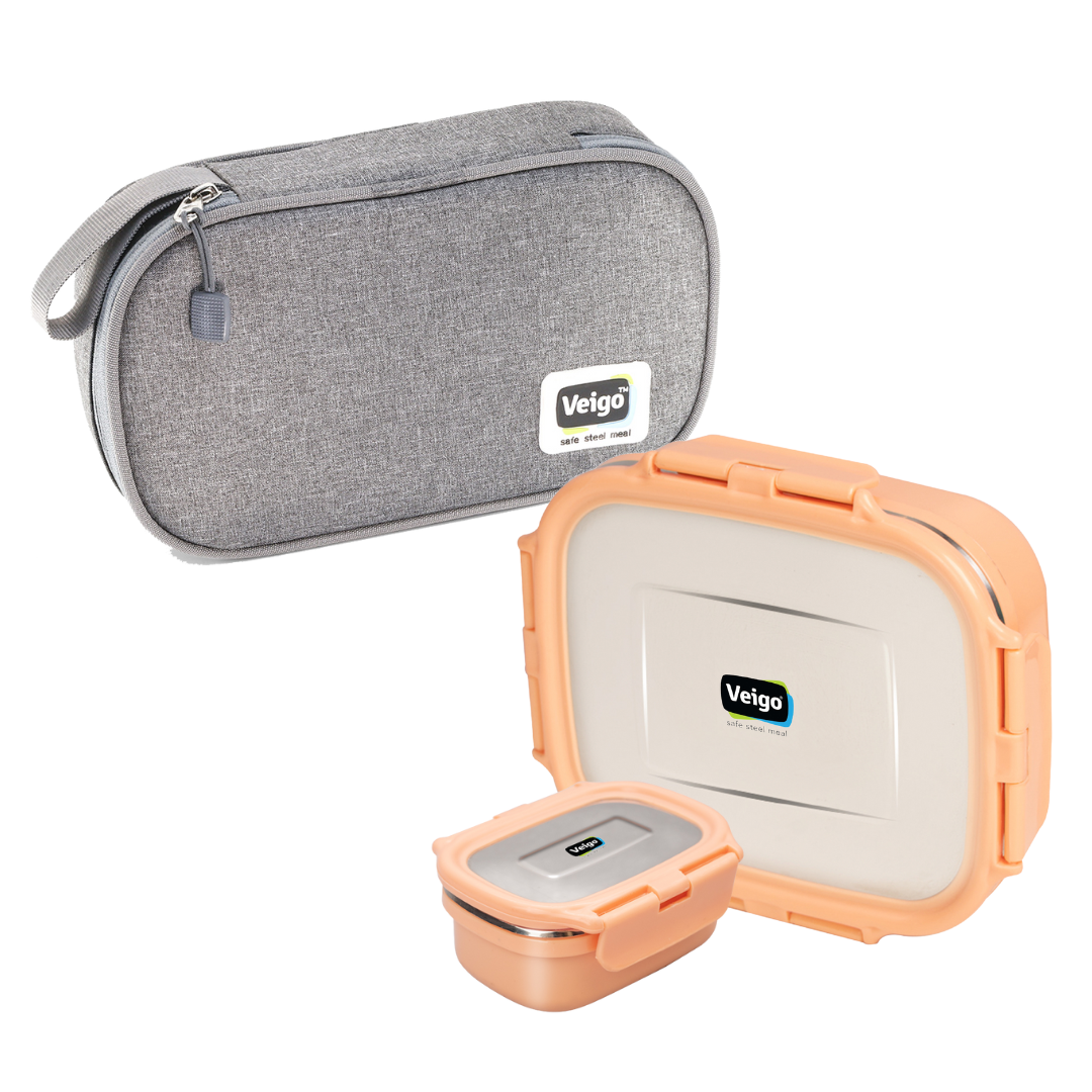 Veigo On the Go HeatUp - Set of 2 in a slim Lunch bag (Microwave Safe)