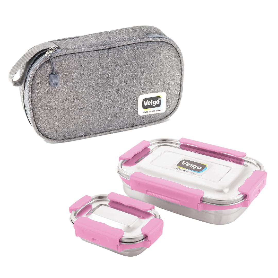 Veigo MaxoSteel JUMBO Lunch Box w/ Veg Box - veigolunchboxes