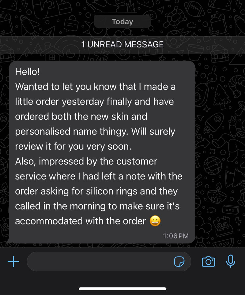 Text message on a smartphone screen with a dark background