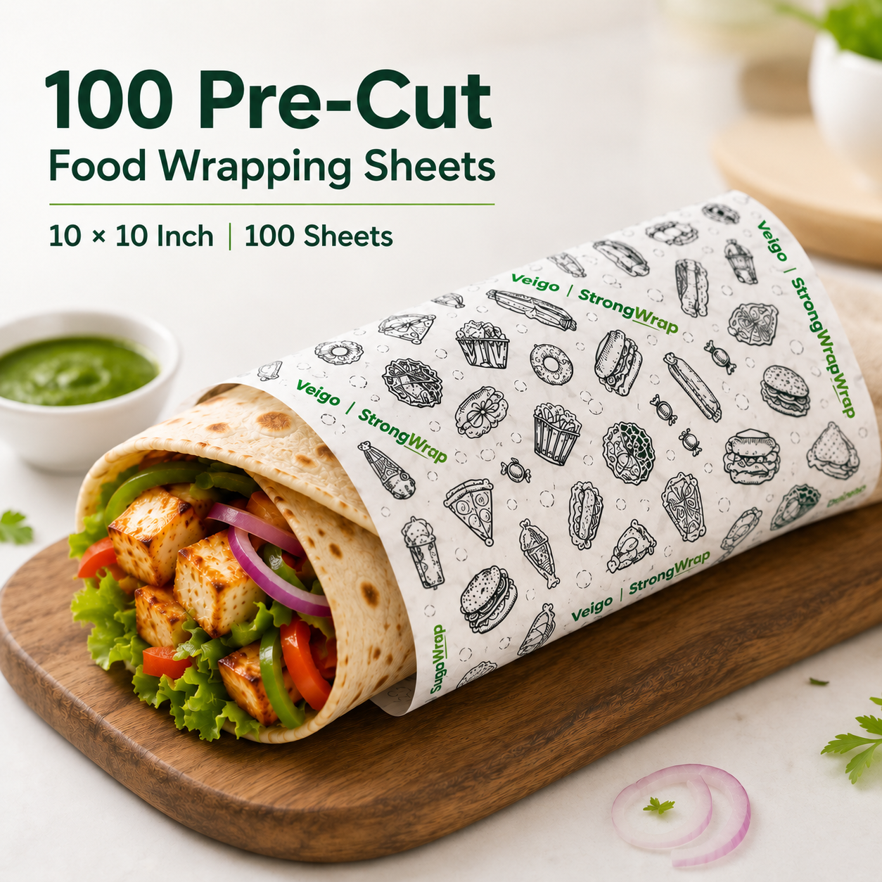 Veigo StrongWrap Food Wrapping Paper Sheets (Square)