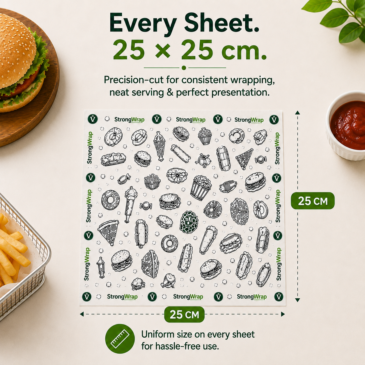 Veigo StrongWrap Food Wrapping Paper Sheets (Square)