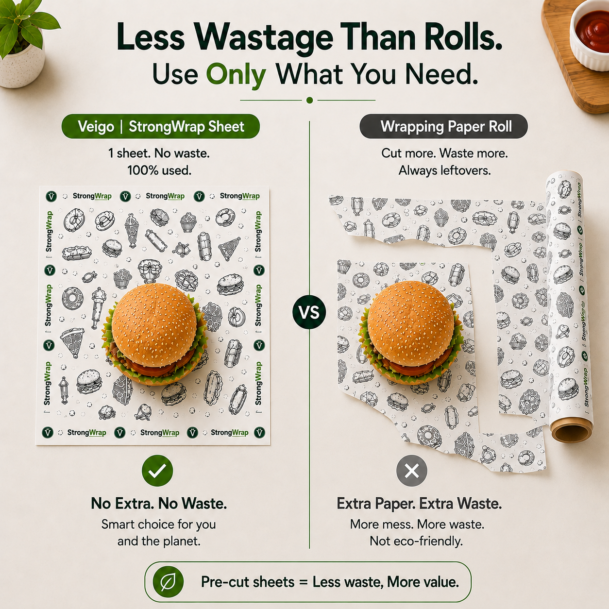 Veigo StrongWrap Food Wrapping Paper Sheets (Rectangle)