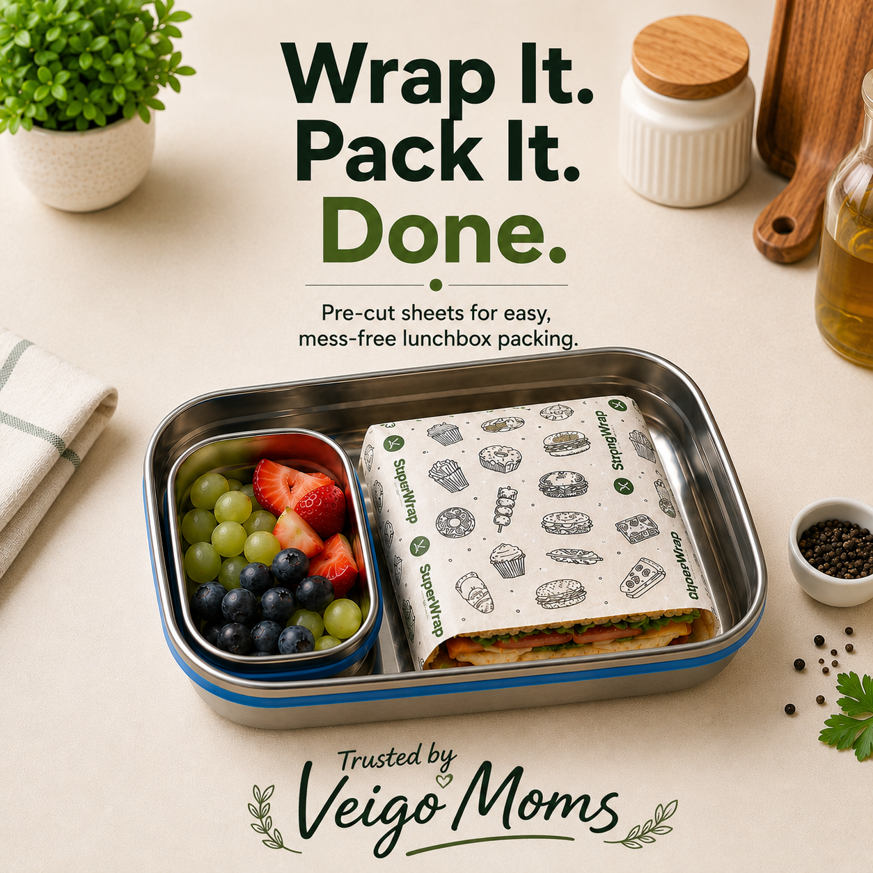 Veigo StrongWrap Food Wrapping Paper Sheets (Square)