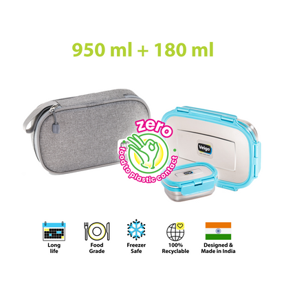 Veigo Jumbo Steel Lunch Box Set with Pouch