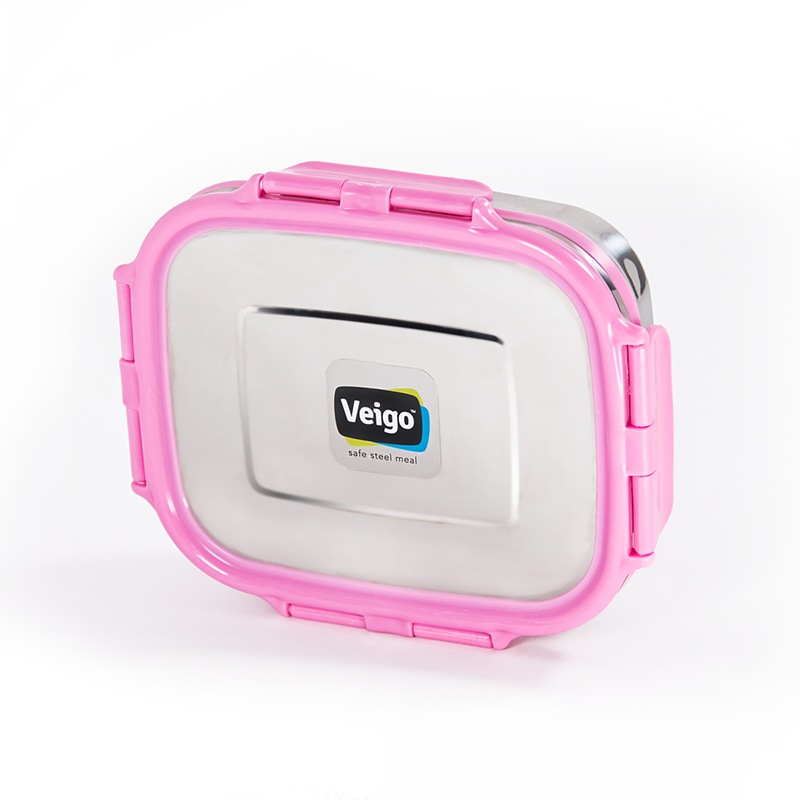 Veigo Steel Lunch Box Set w/ Fairy Pink SIP Bottle