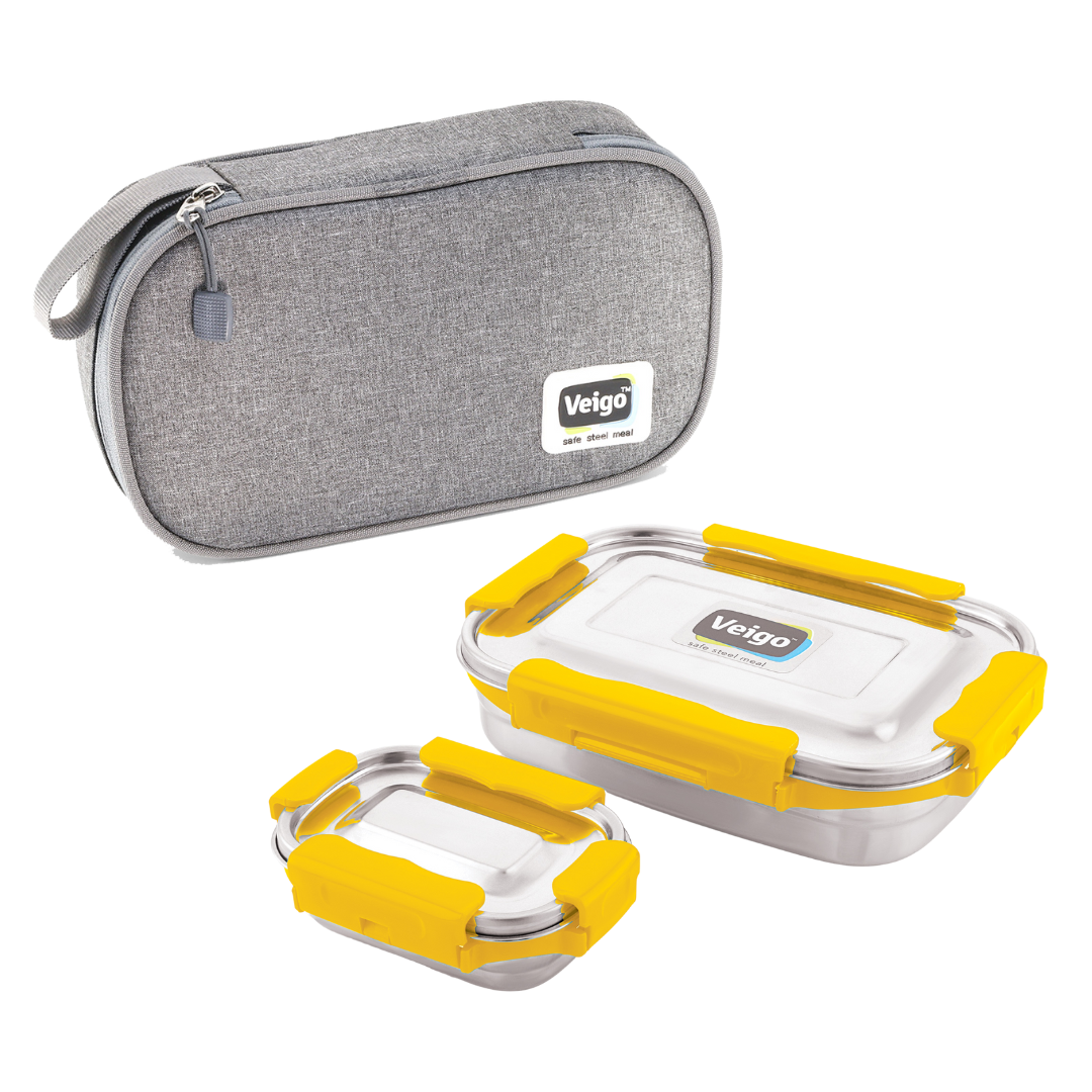 Veigo MaxoSteel JUMBO Lunch Box w/ Veg Box - veigolunchboxes