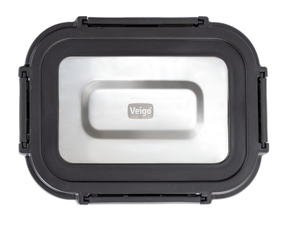 Veigo Pure and Sure series | Rectangle | Borosilicate Glass Container with Stainless Steel Lid