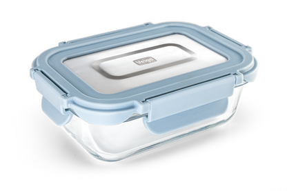 Veigo Pure and Sure series | Rectangle | Borosilicate Glass Container with Stainless Steel Lid