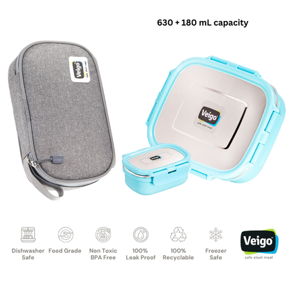 Veigo On the Go HeatUp - Set of 2 in a slim Lunch bag (Microwave Safe)