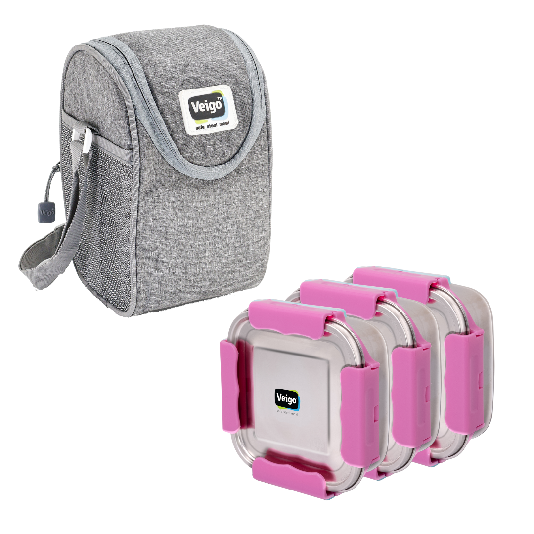 Veigo Maxo LunchBoss Combo- Tower of 3 in lunch bag