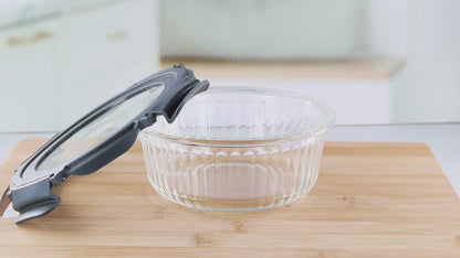 Veigo See & Serve |ROUND| Glass Container w/ Glass Lid