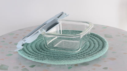 Veigo Pure and Sure | SQUARE  | Borosilicate Glass Container with Stainless Steel Lid