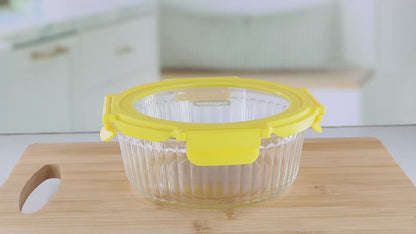 Veigo See & Serve |ROUND| Glass Container w/ Glass Lid