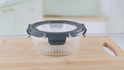 Veigo See & Serve |ROUND| Glass Container w/ Glass Lid