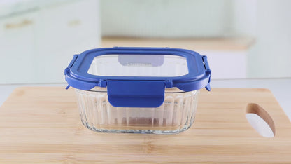 Veigo See & Serve |SQUARE| Glass Container w/ Glass Lid