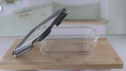 Veigo See & Serve |RECTANGLE| Glass Container w/ Glass Lid