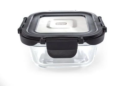 Veigo Pure and Sure | SQUARE  | Borosilicate Glass Container with Stainless Steel Lid