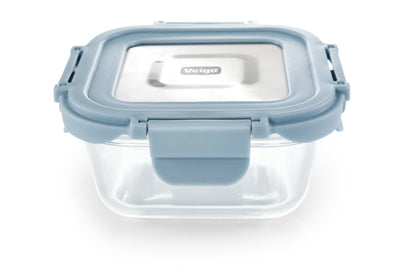 Veigo Pure and Sure | SQUARE | Borosilicate Glass Container with Stainless Steel Lid - veigolunchboxes